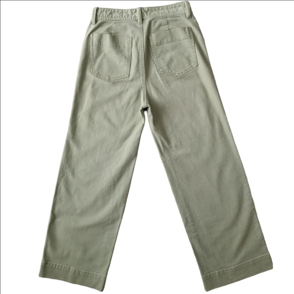 GAP Highrise Wide Leg Ankle length Jeans Olive green Sz 26 /4 - Picture 3 of 13